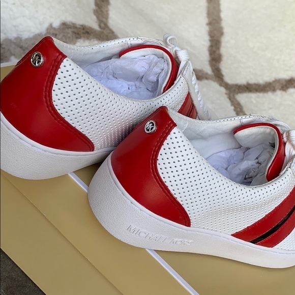 MICHAEL KORS CATELYN STRIPE LACE UP NAPPA PU OPT/B - Picture 7 of 16